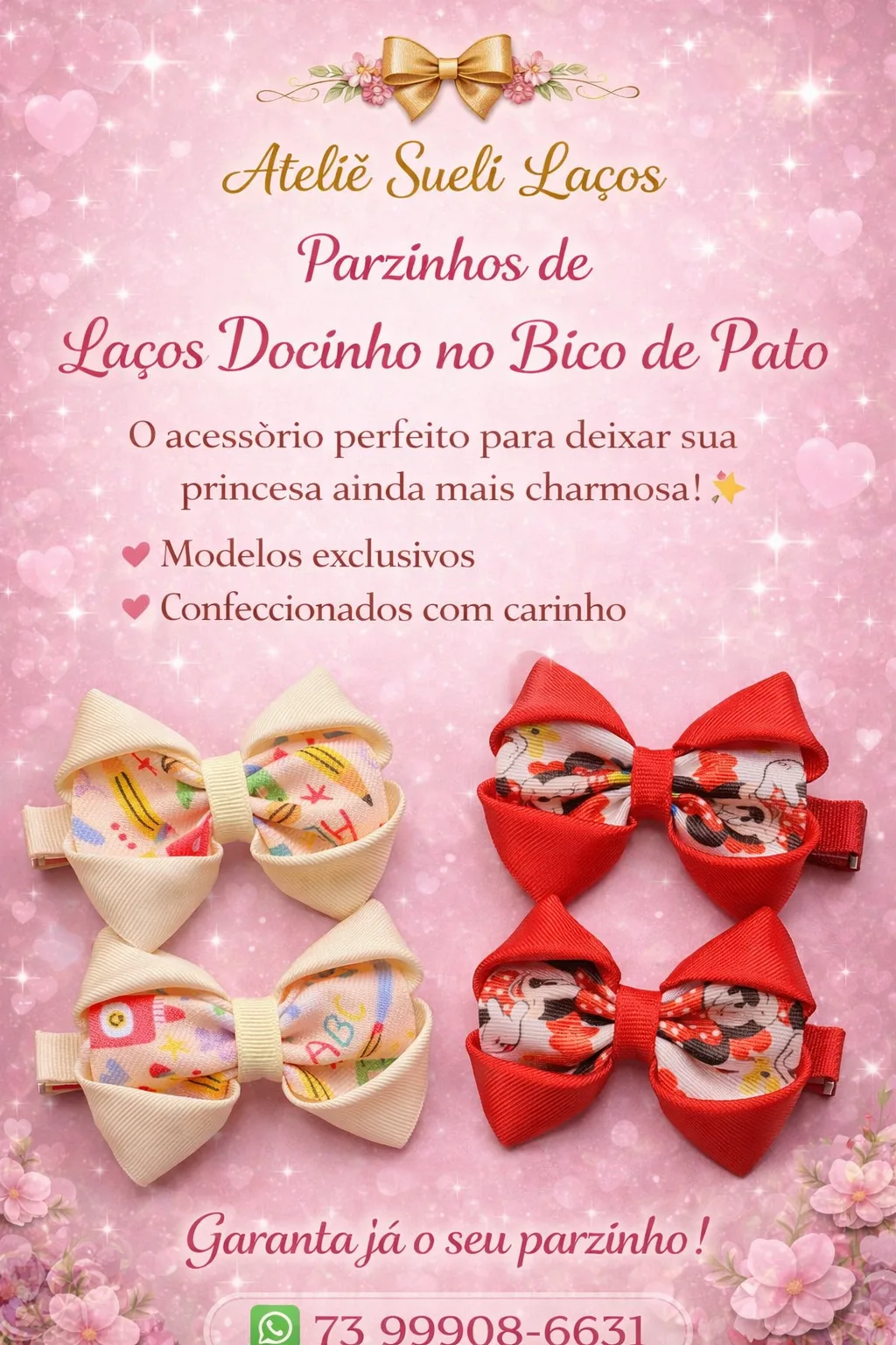 Parzinho laços docinho no bico de pato