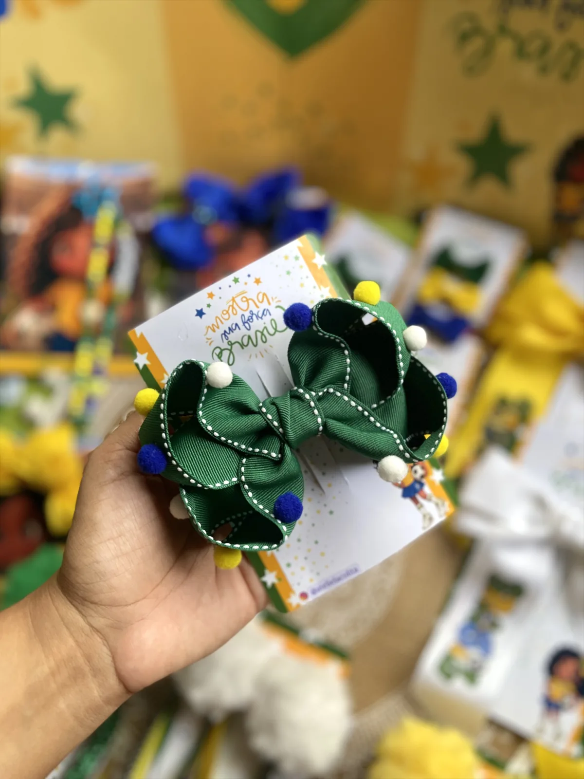 Laço Brasil verde c/pompom