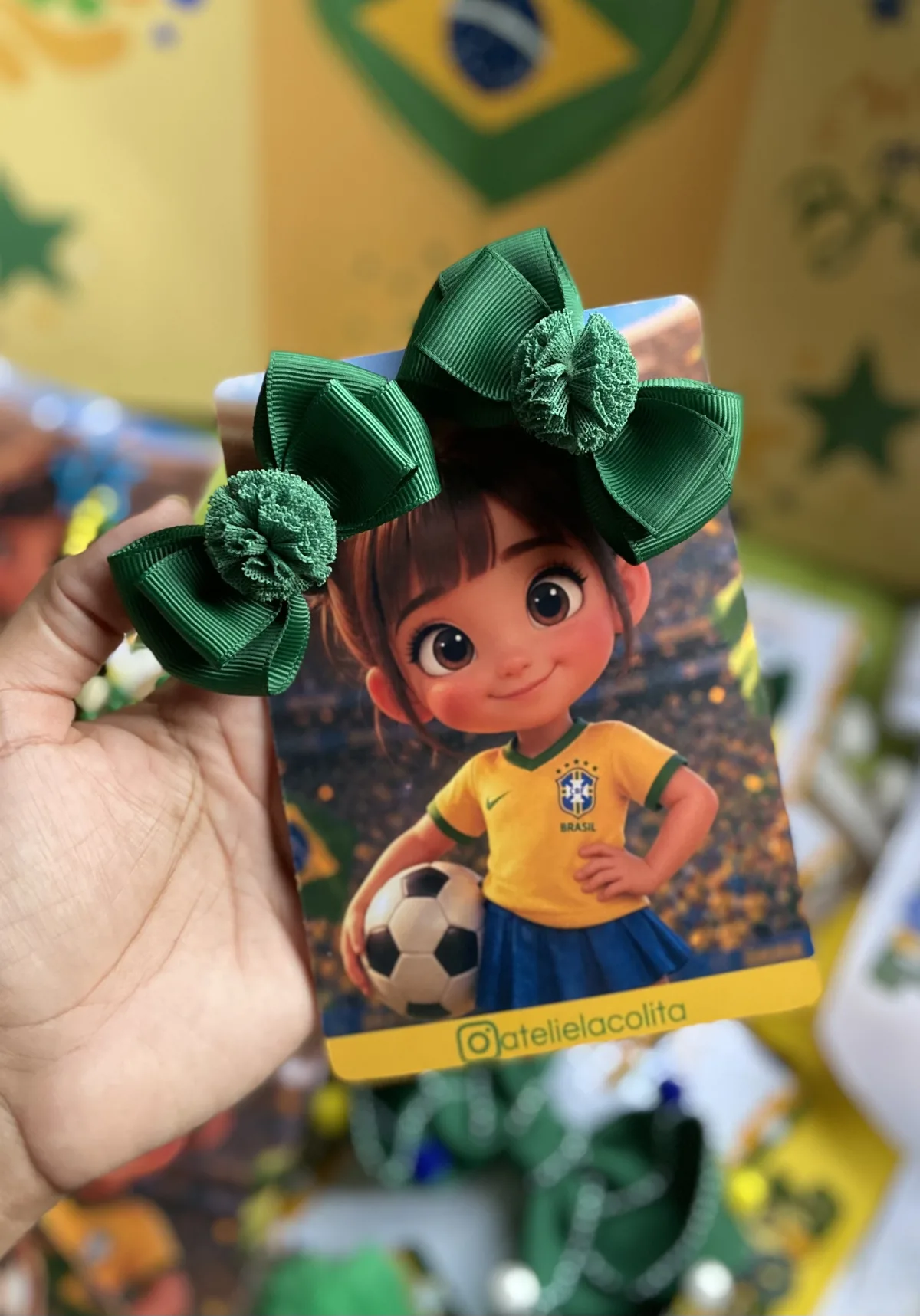 Parzinho cruzado verde c/pompom