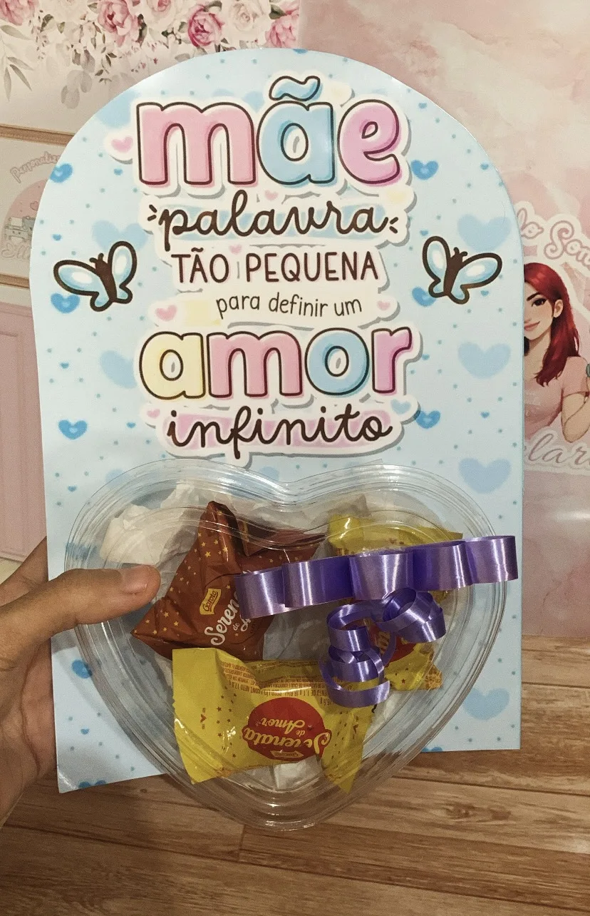 Card  coração com três bombons