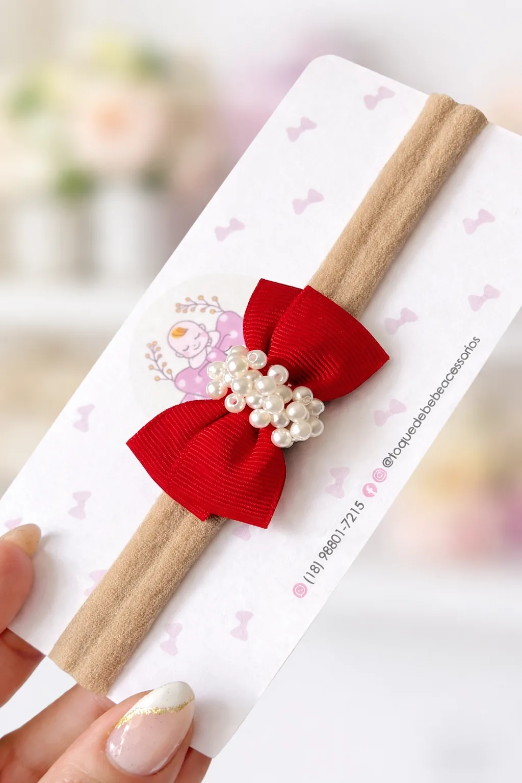 Faixinha Vermelha Com Pérolas