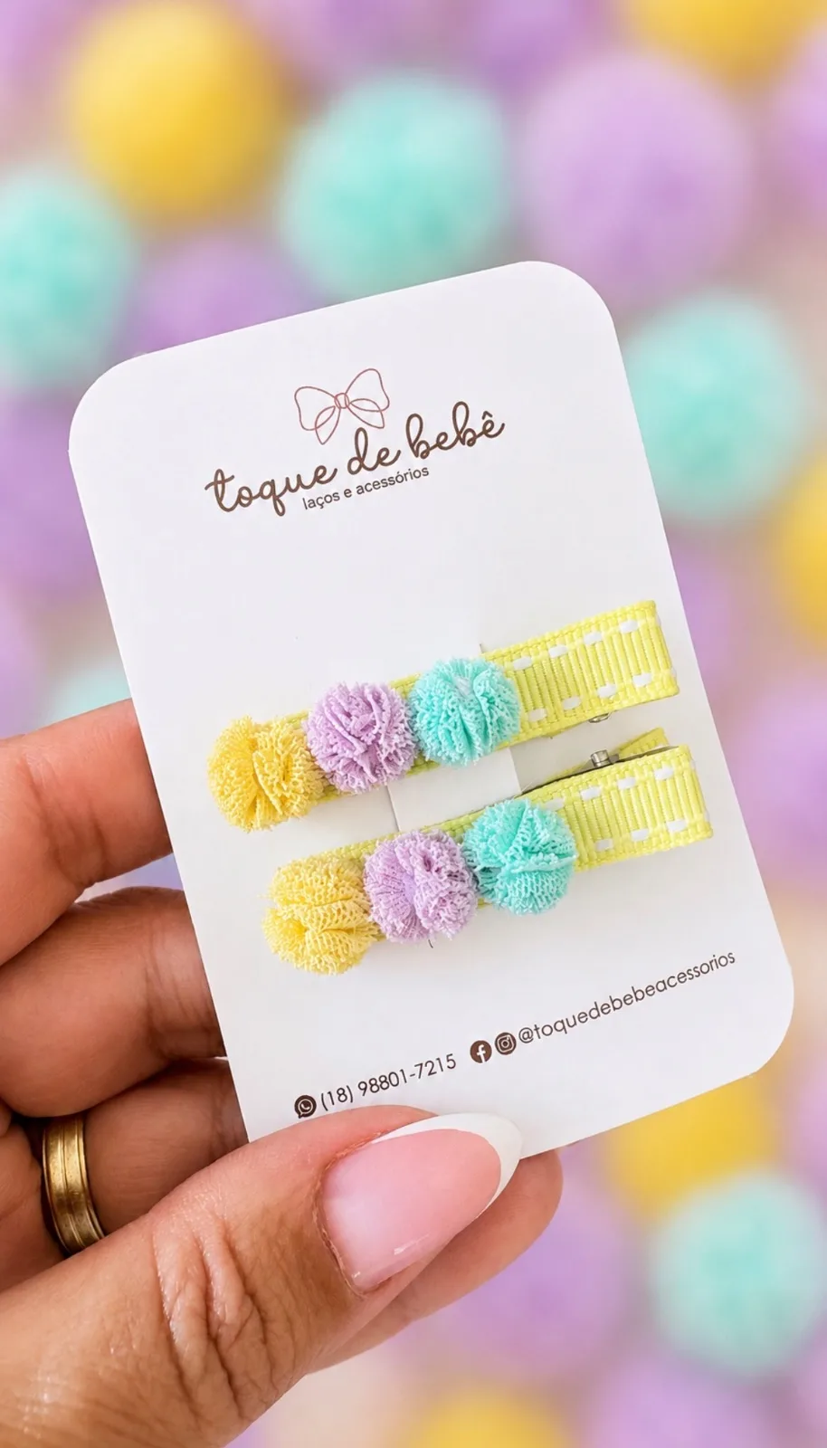 Parzinho Hairclips Pompom Malha
